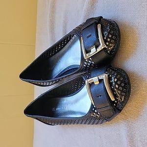 Anne Klein Black Mesh Flats, Size 7.5M
